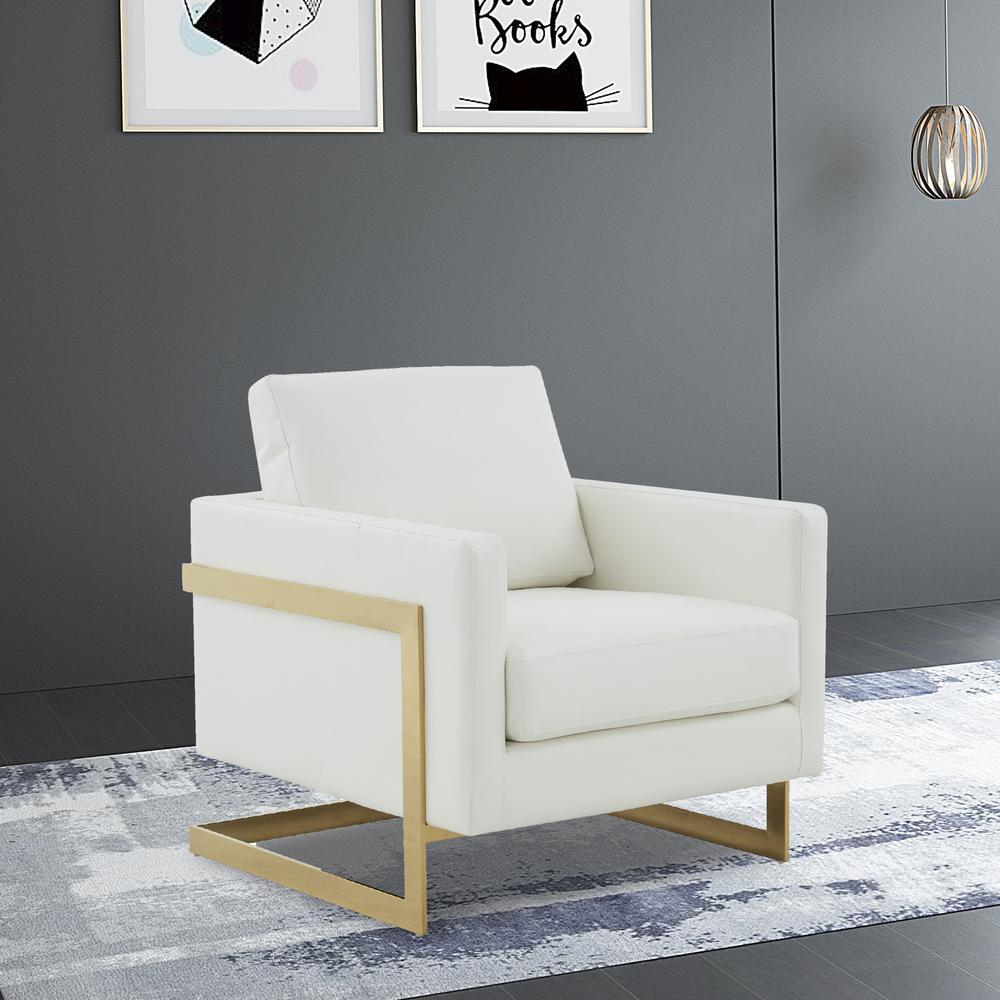 Leather Accent Armchair With Gold Frame. Picture 7