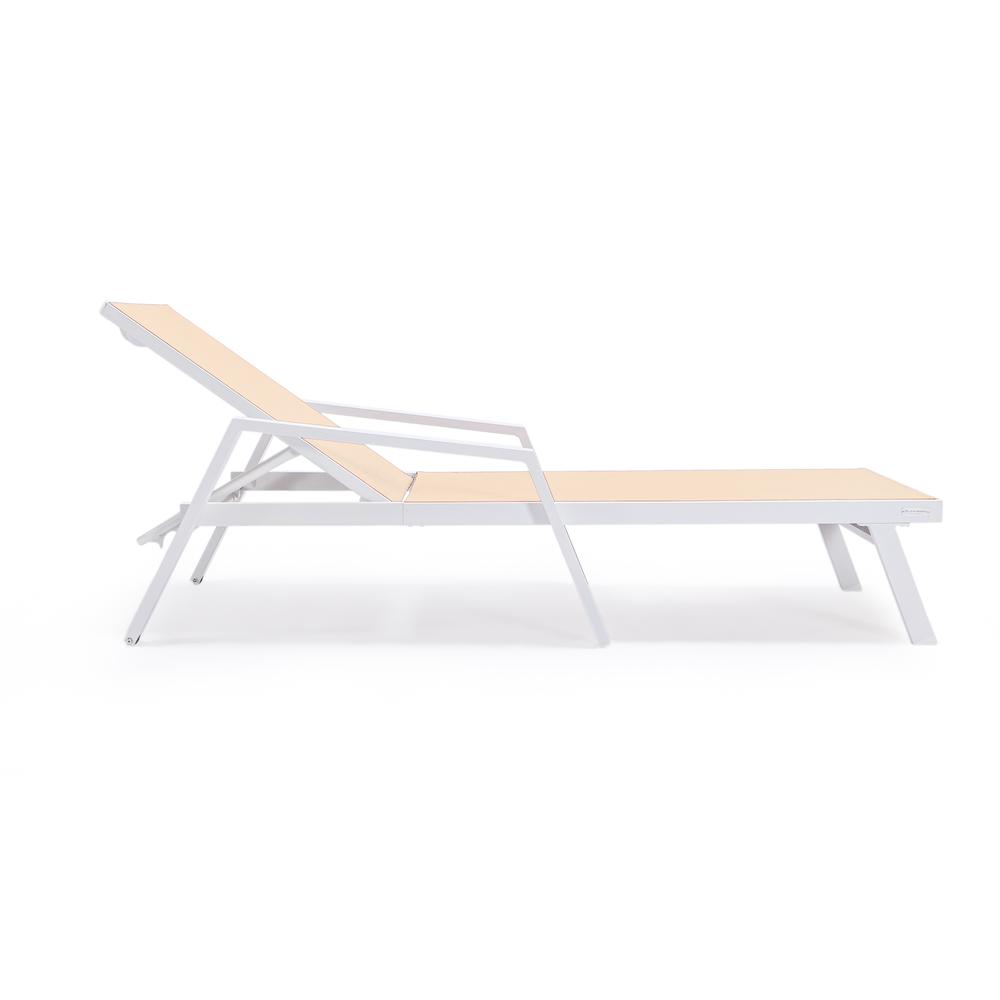 White Aluminum Outdoor Patio Chaise Lounge Chair With Arms. Picture 14