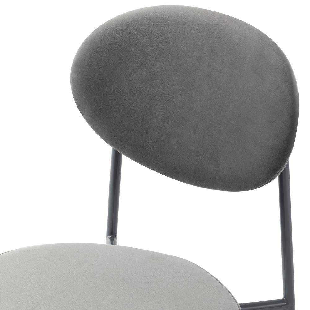 Euston Modern Velvet Dining Chair with Grey Steel Frame. Picture 8
