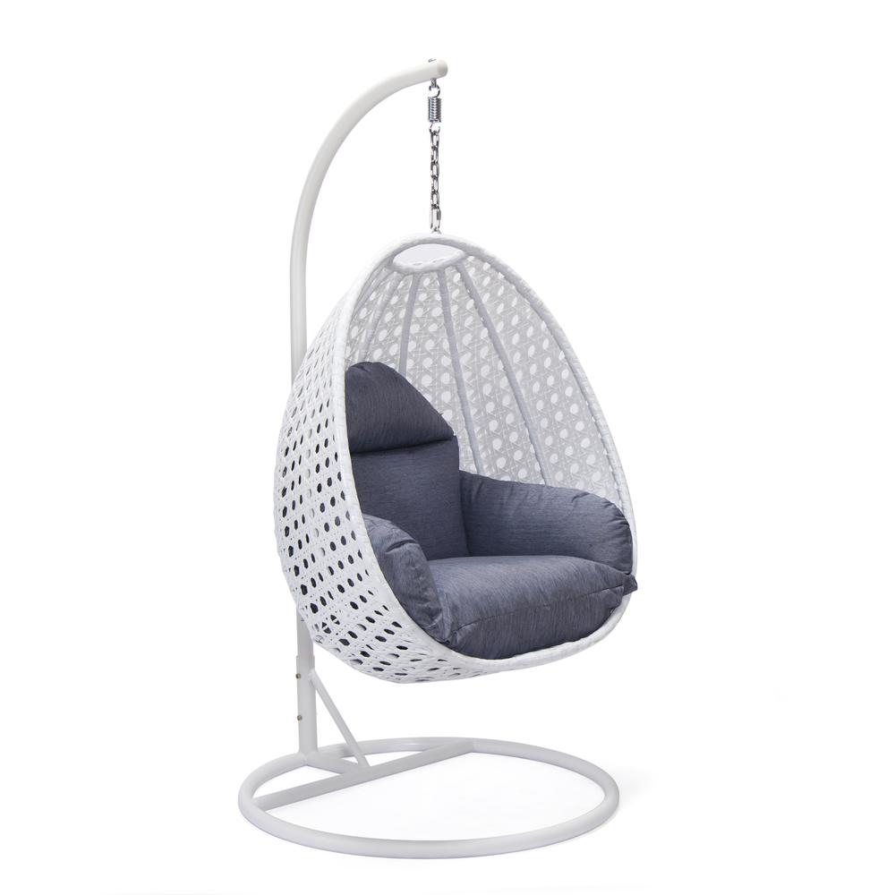 LeisureMod Wicker Hanging Egg Swing Chair, Cherry. Picture 2