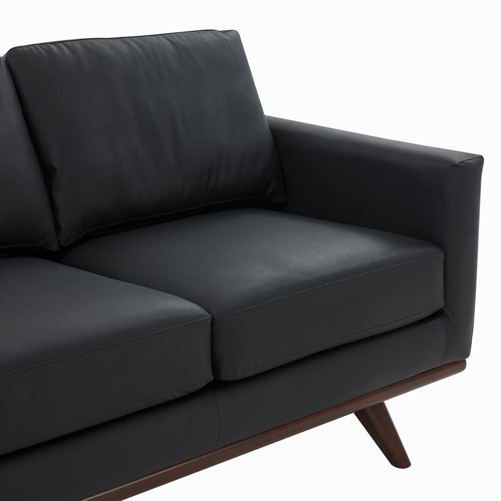 LeisureMod Chester Modern Leather Sofa With Birch Wood Base. Picture 6