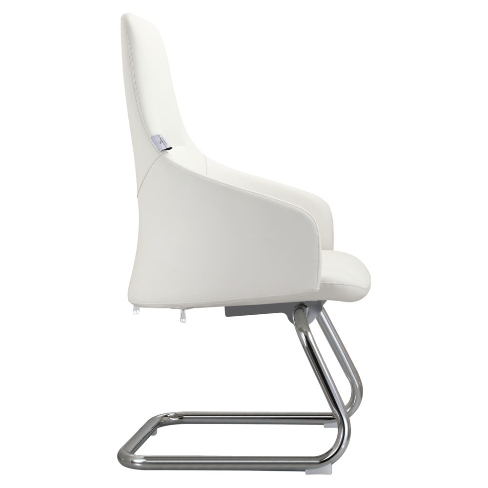 Celeste Series Guest Office Chair in White Leather. Picture 5