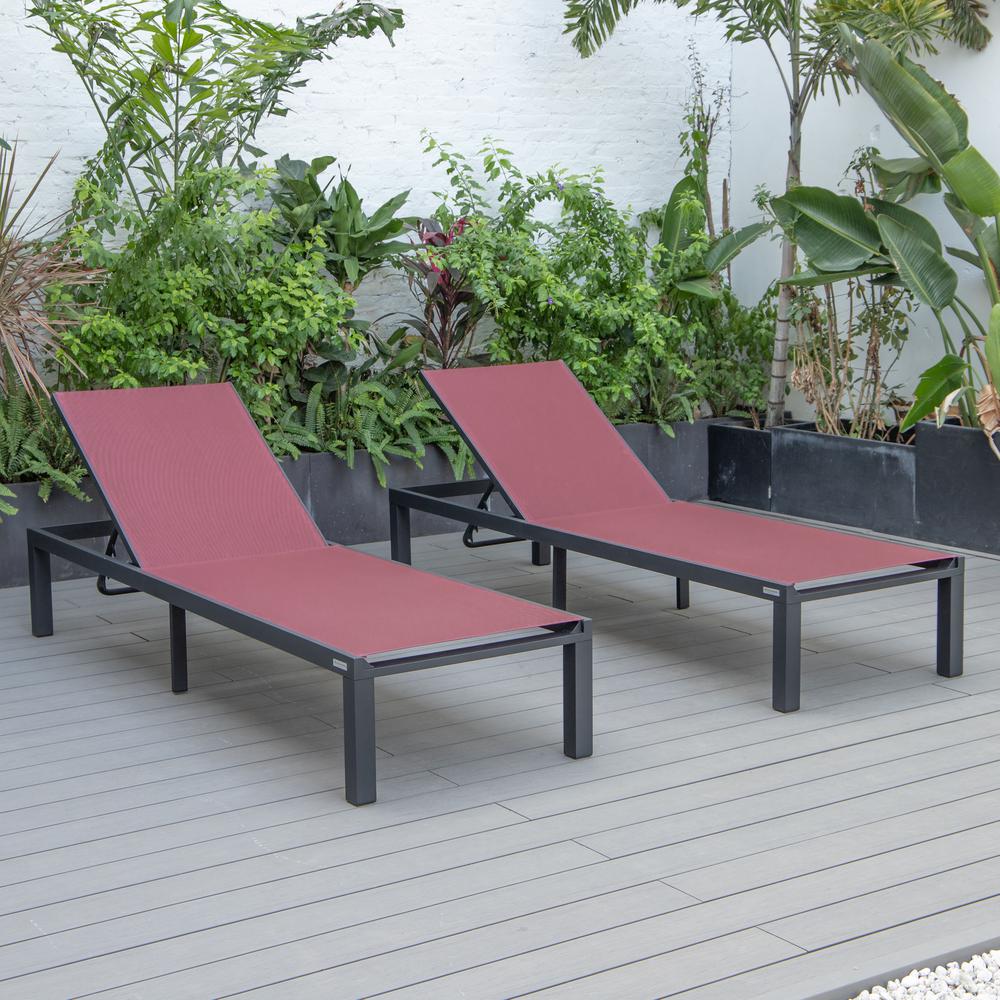 Marlin Patio Chaise Lounge Chair With Black Aluminum Frame, Set of 2. Picture 14