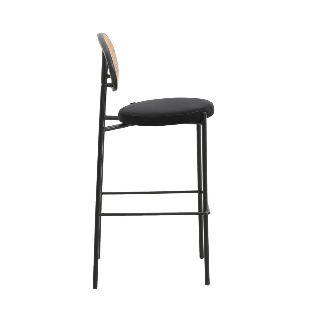 Euston Modern Wicker Bar Stool With Black Steel Frame. Picture 2