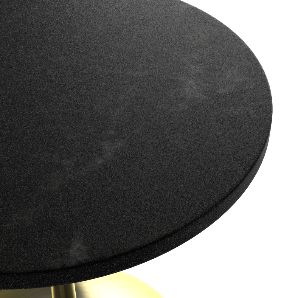 Verve 27" Round Dining Table, Brushed Gold Base with Black MDF Top. Picture 10