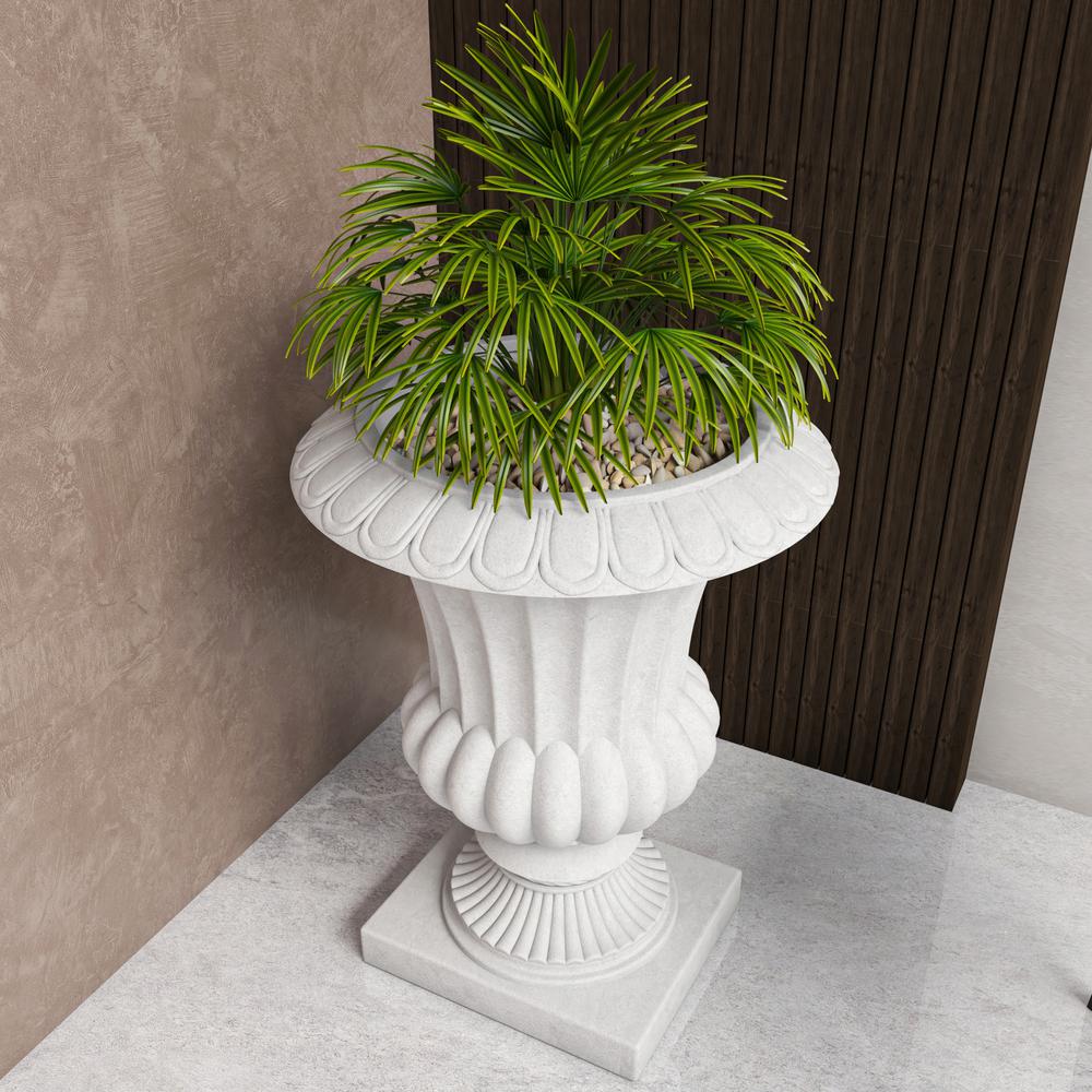Lotus Series Poly Stone Planter in White, 20 Dia, 28 High. Picture 7