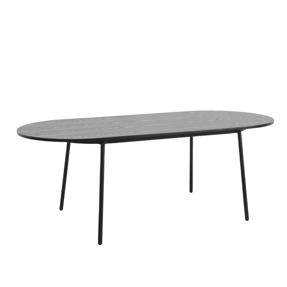83" Oval Dining Table with MDF Top and Black Steel Legs. Picture 3