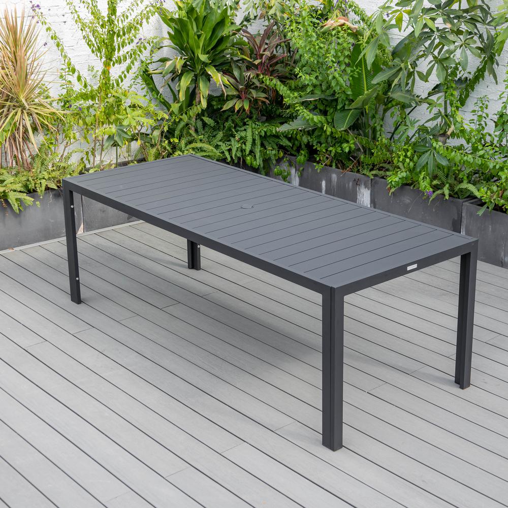 Aluminum Outdoor Dining Table 87 With 8 Chairs and Charcoal Black Cushions. Picture 26