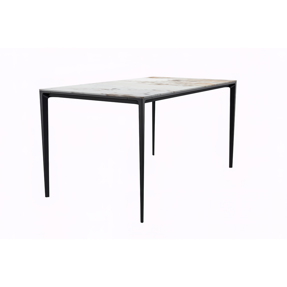 Avo Series Modern Dining Table Black Base, With 55 White Grey Sintered Stone Top. Picture 1
