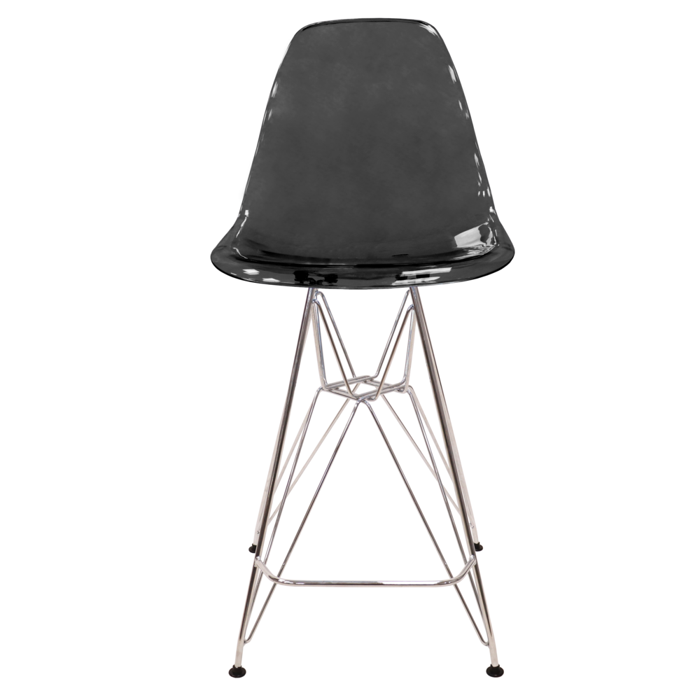 Cresco Modern Acrylic Barstool with Chrome Base and Footrest. Picture 5