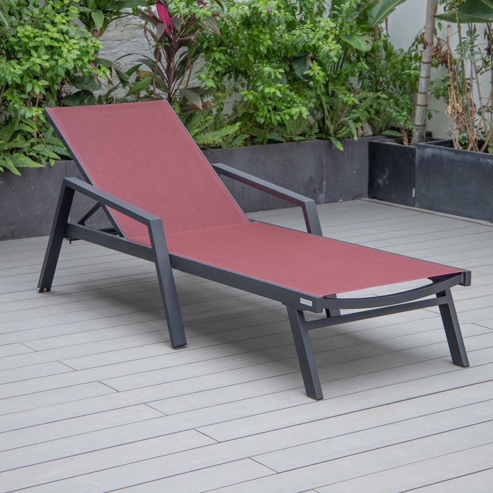 Black Aluminum Outdoor Patio Chaise Lounge Chair With Arms. Picture 21