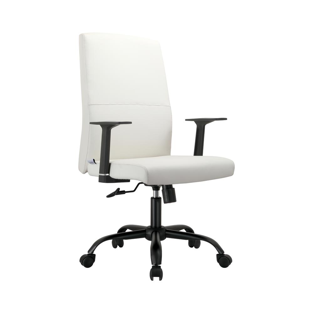 Evander Series Office Guest Chair in White Leather. Picture 1