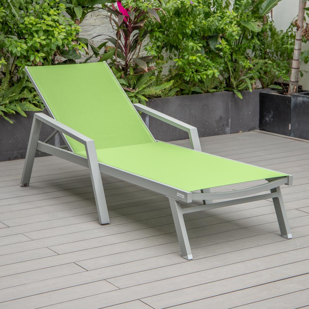 Marlin Patio Chaise Lounge Chair With Armrests in Grey Aluminum Frame. Picture 2