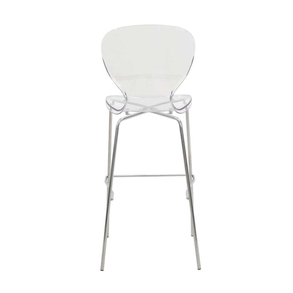 Oyster Acrylic Barstool with Steel Frame in Chrome Finish Set of 2 in Clear. Picture 11
