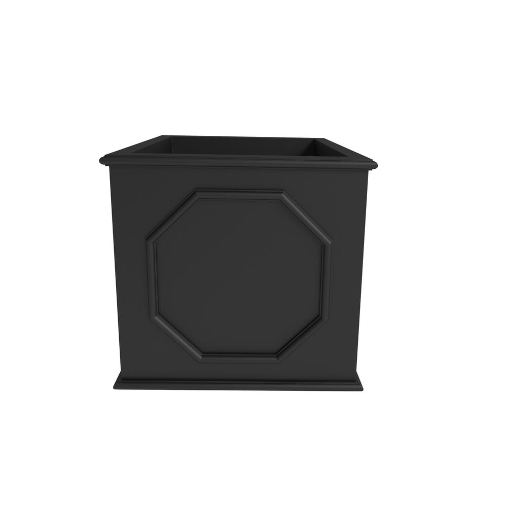 Sprout Series Cubic Fiber Stone Planter in Black 15 Cube. Picture 1