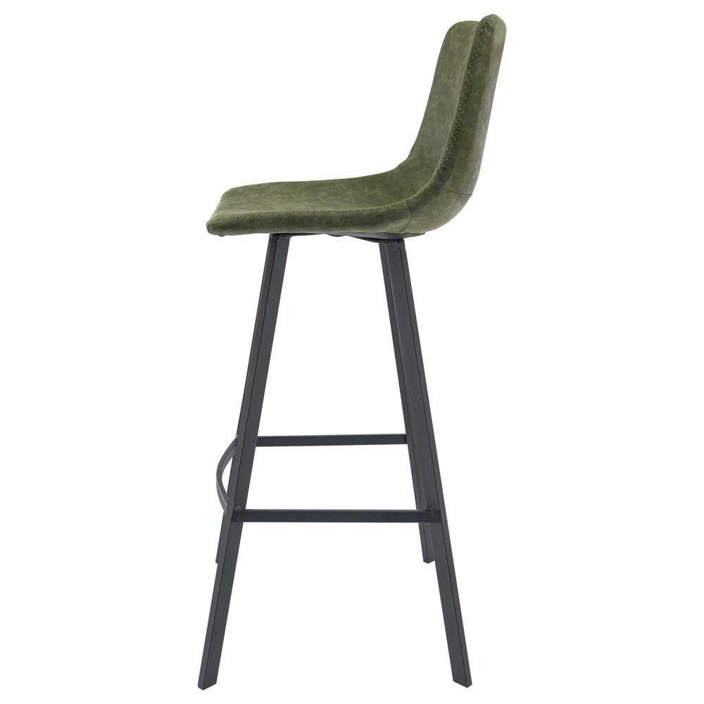 Elland Modern Upholstered Leather Bar Stool With Iron Legs & Footrest. Picture 3