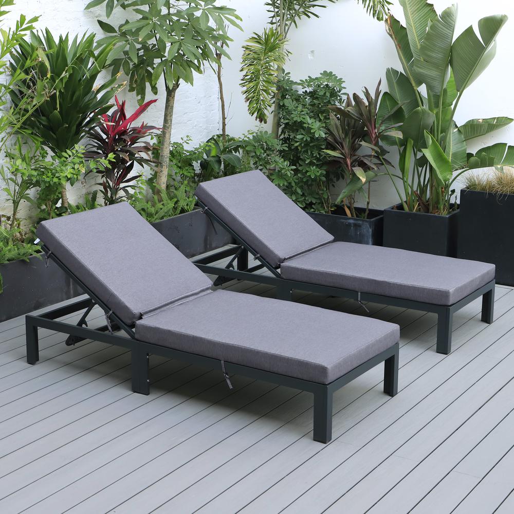 Chelsea Modern Outdoor Chaise Lounge Chair With Cushions Set of 2. Picture 8