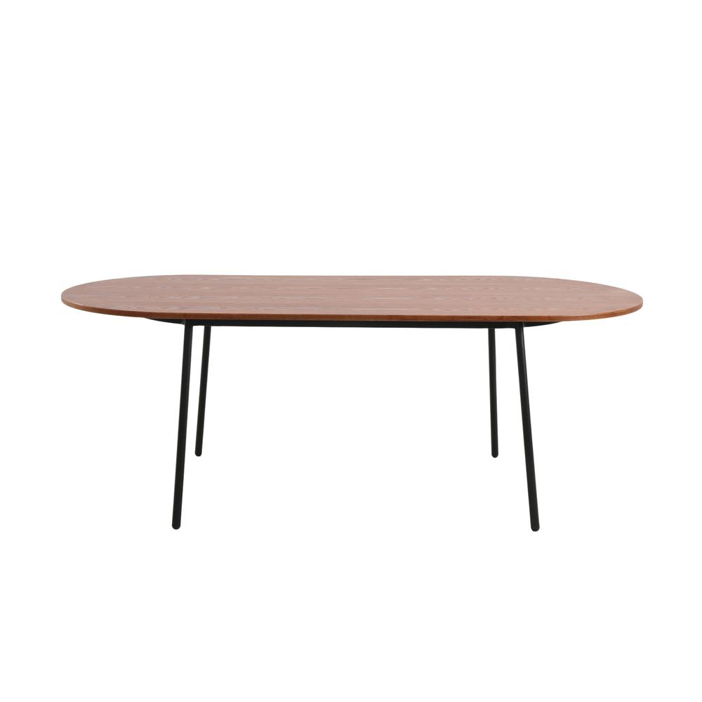 83" Oval Dining Table with MDF Top and Black Steel Legs. Picture 2