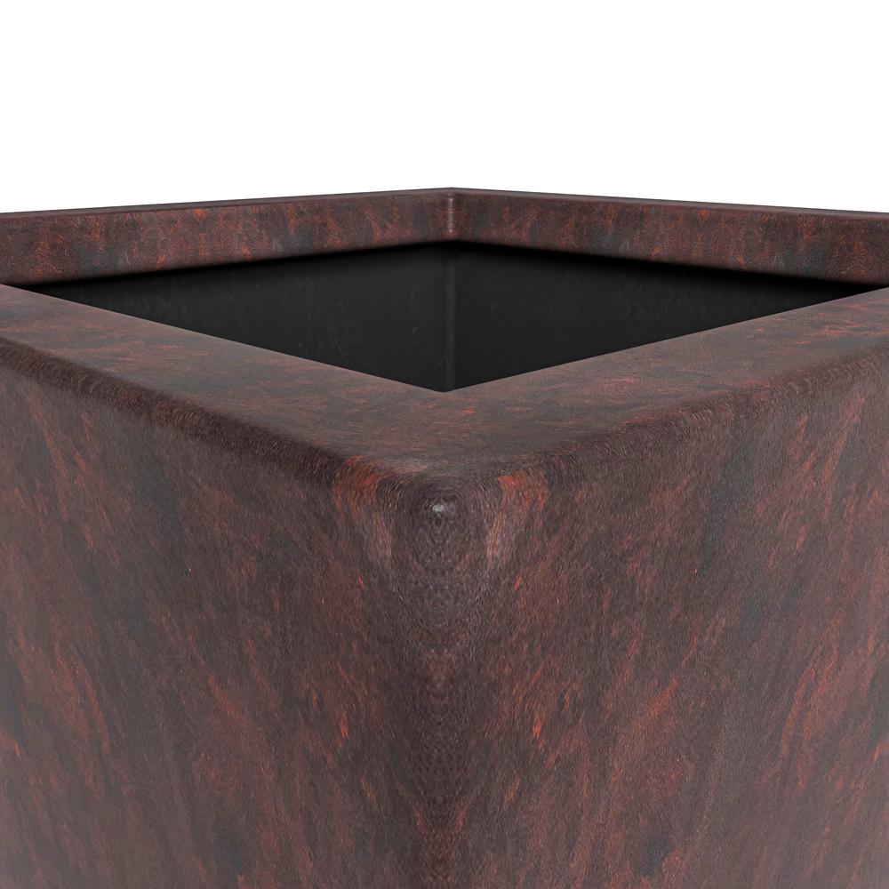 Serene Series Poly Stone Square Planter in Brown 14x14, 21 High. Picture 3