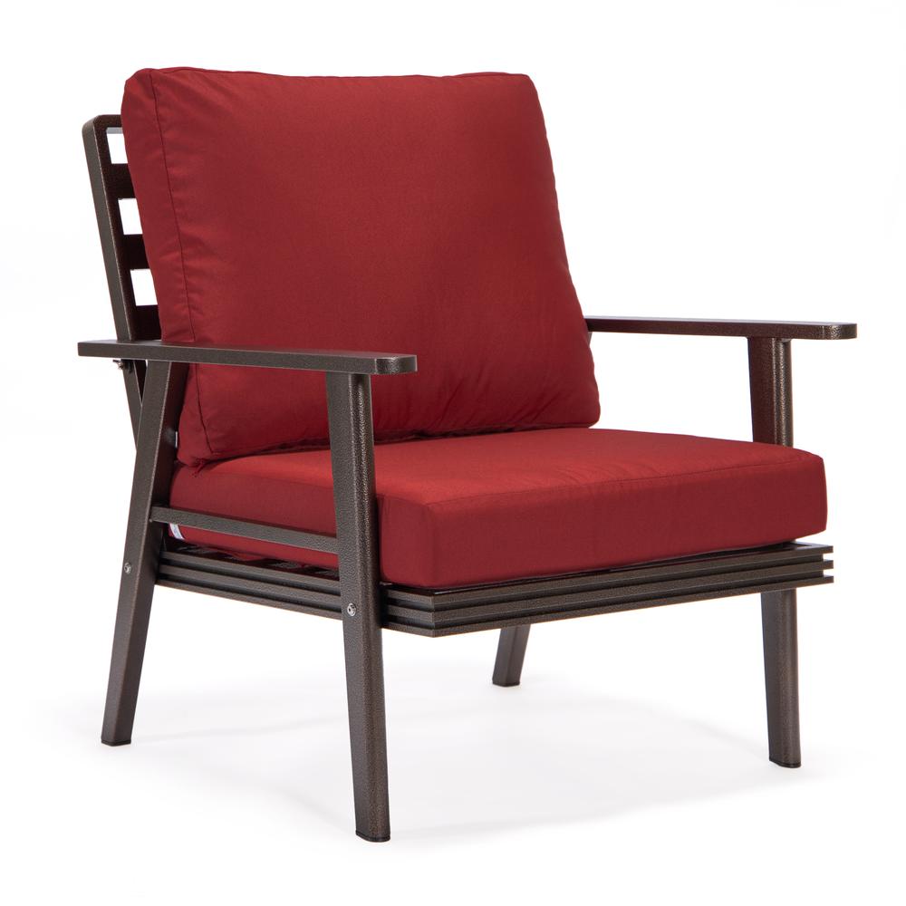 LeisureMod Walbrooke Modern Brown Patio Conversation With Square Fire Pit & Tank Holder, Red. Picture 13