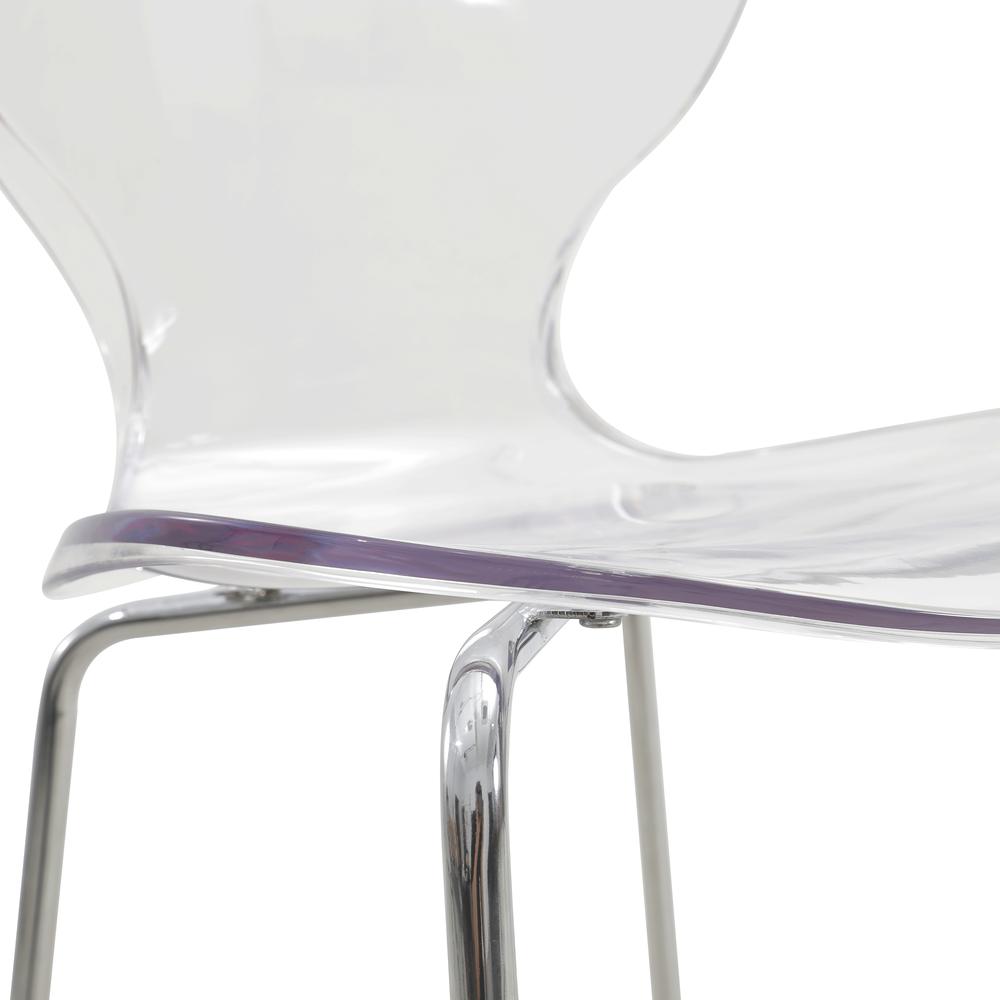 Oyster Acrylic Barstool with Steel Frame in Chrome Finish Set of 2 in Clear. Picture 22
