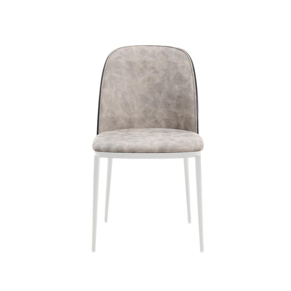 Dining Side Chair with Suede Seat and White Powder-Coated Steel Frame, Set of 4. Picture 2