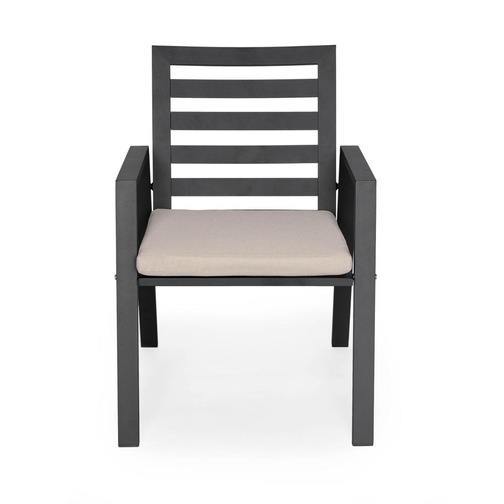 Chelsea Modern Patio Dining Armchair in Aluminum with Removable Cushions. Picture 4