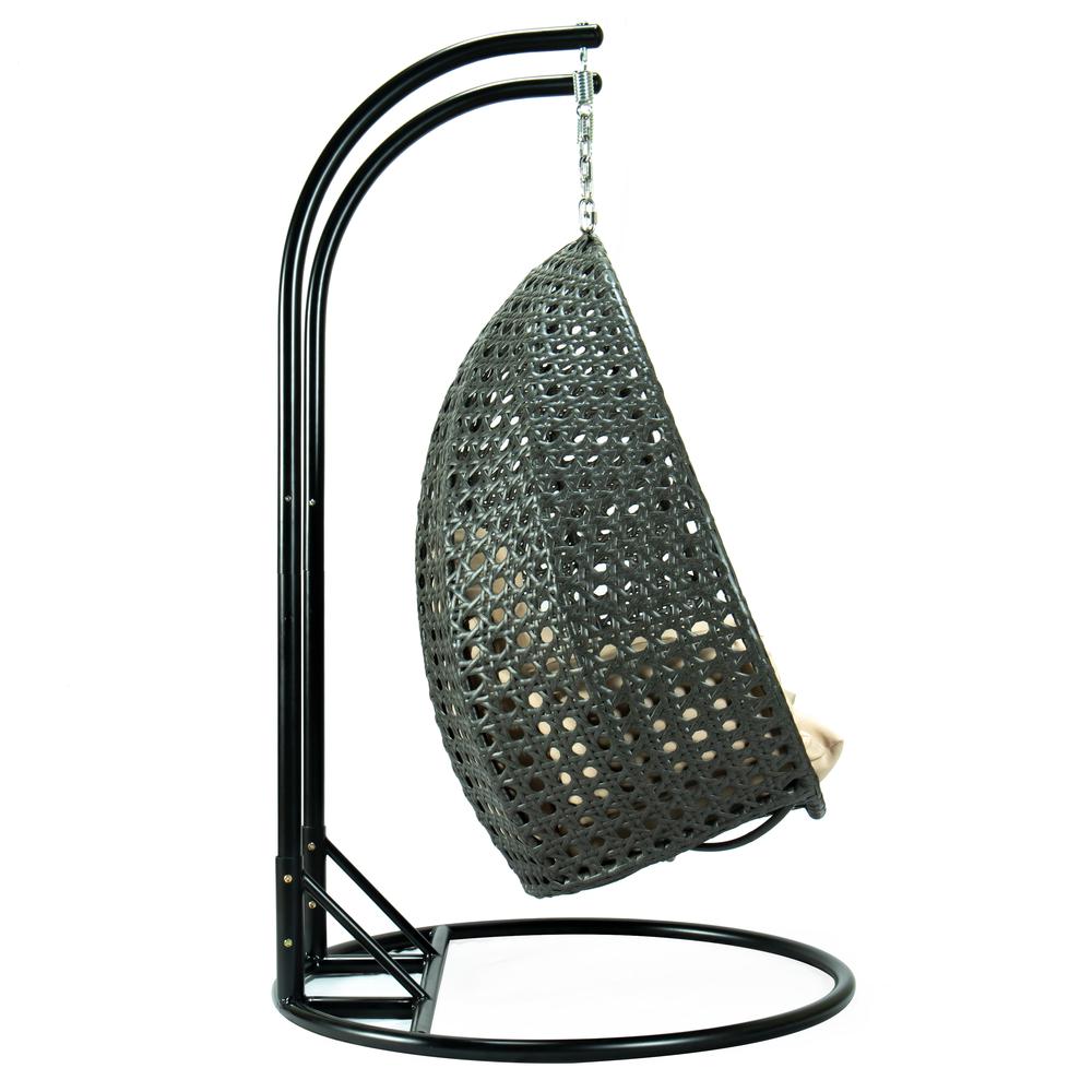 Charcoal Wicker Hanging 2 person Egg Swing Chair. Picture 7