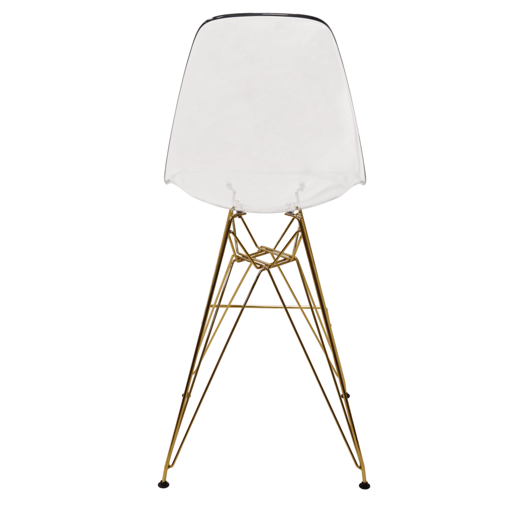 Cresco Modern Acrylic Barstool with Gold Chrome Base and Footrest. Picture 10