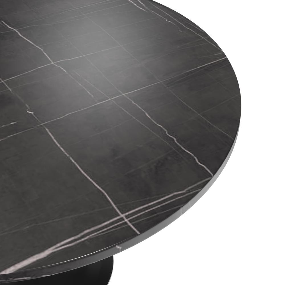 Verve Collection 48 Round Dining Table, Black Base with Sintered Stone Black Top. Picture 8