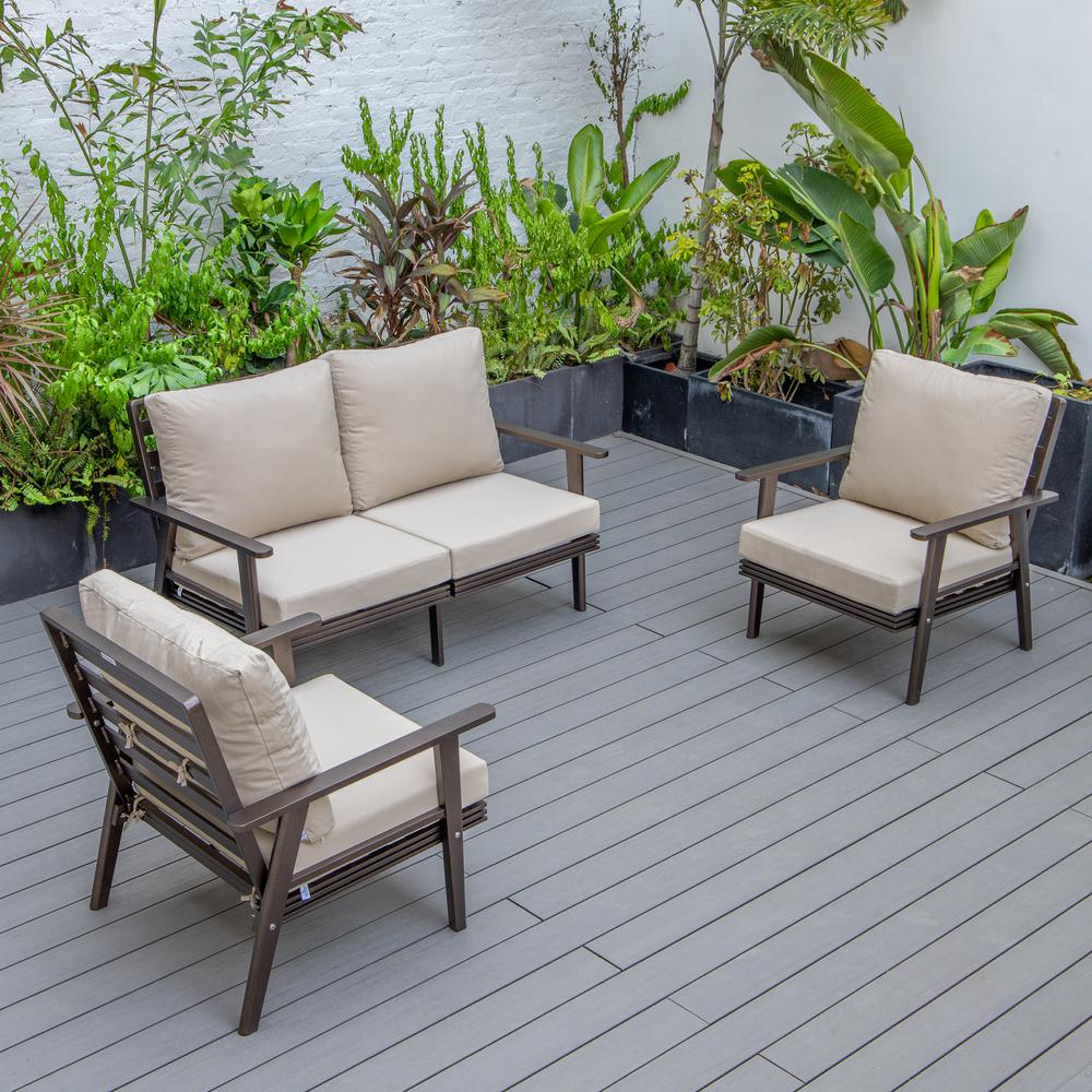 3-Piece Outdoor Patio Set with Brown Aluminum Frame. Picture 8
