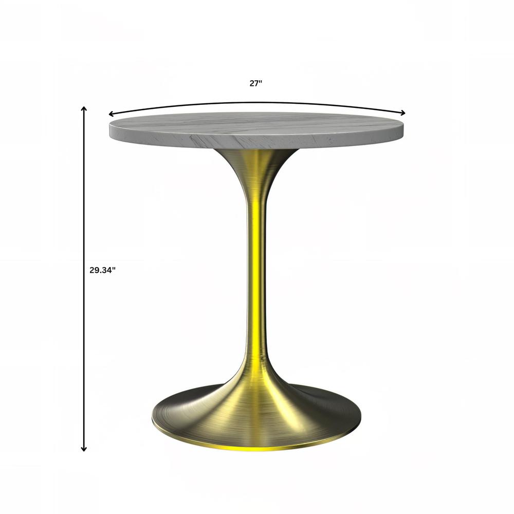 Verve Collection 27 Round Dining Table, Brushed Gold Base. Picture 7