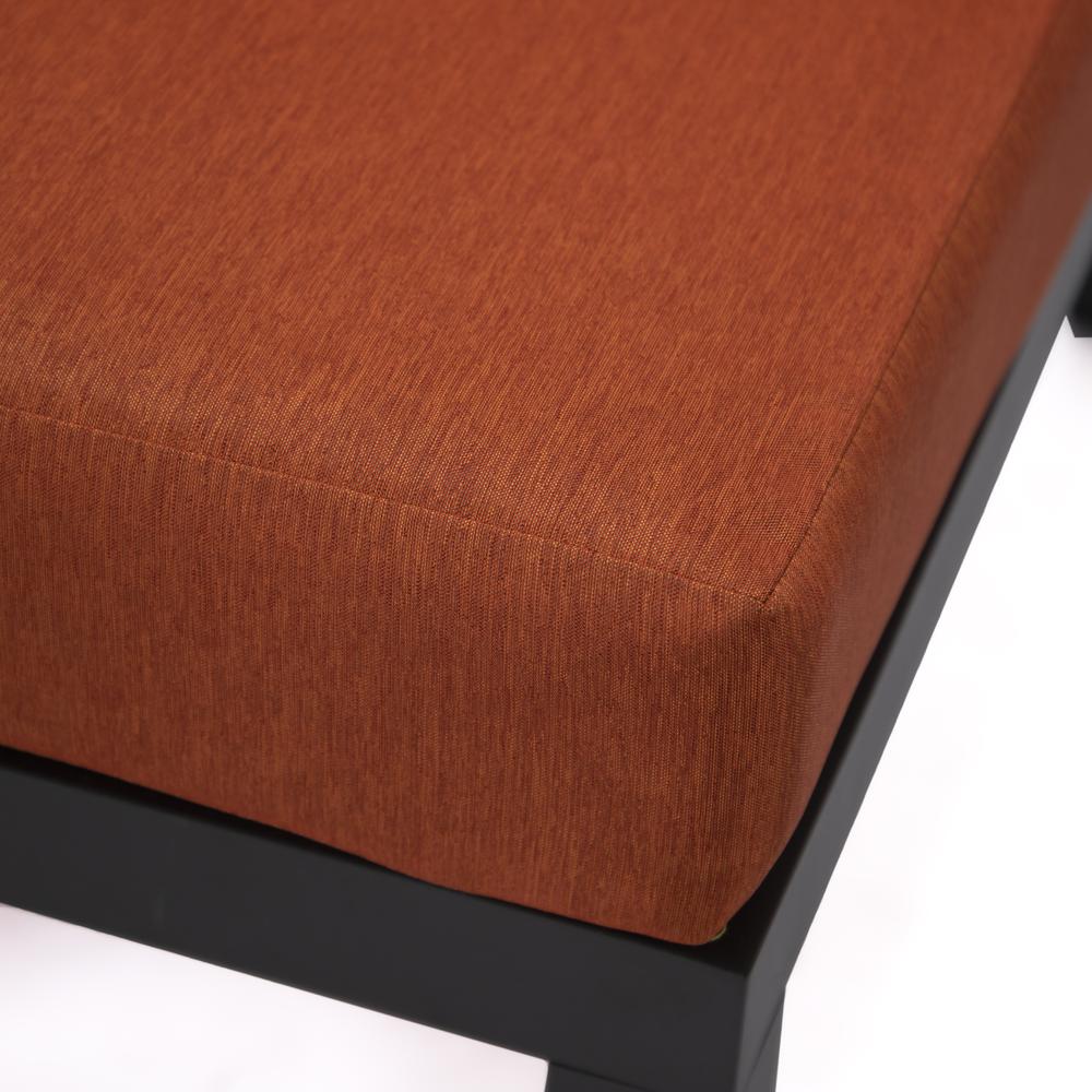 LeisureMod Hamilton 7-Piece Aluminum Patio Conversation Set With Coffee Table And Cushions Orange. Picture 8