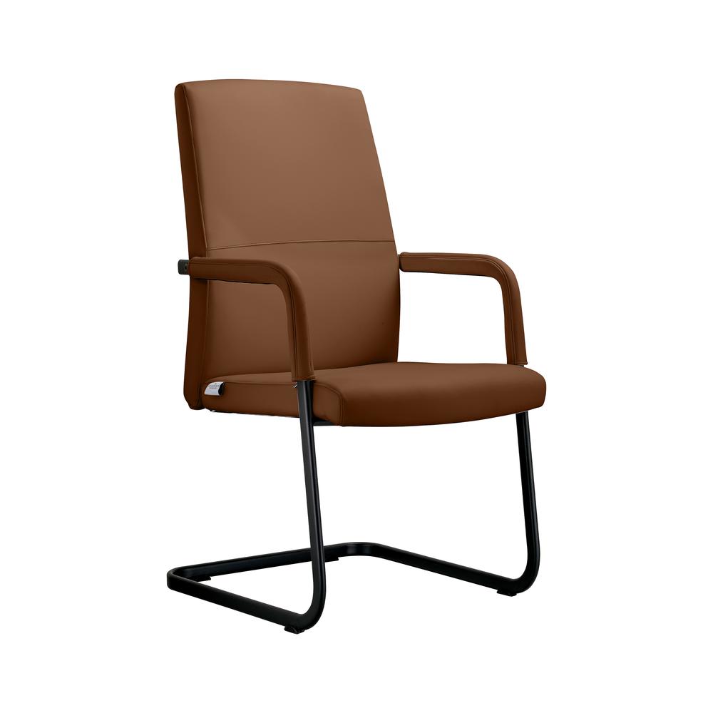 Evander Office Guest Chair in Dark Brown Leather. Picture 4