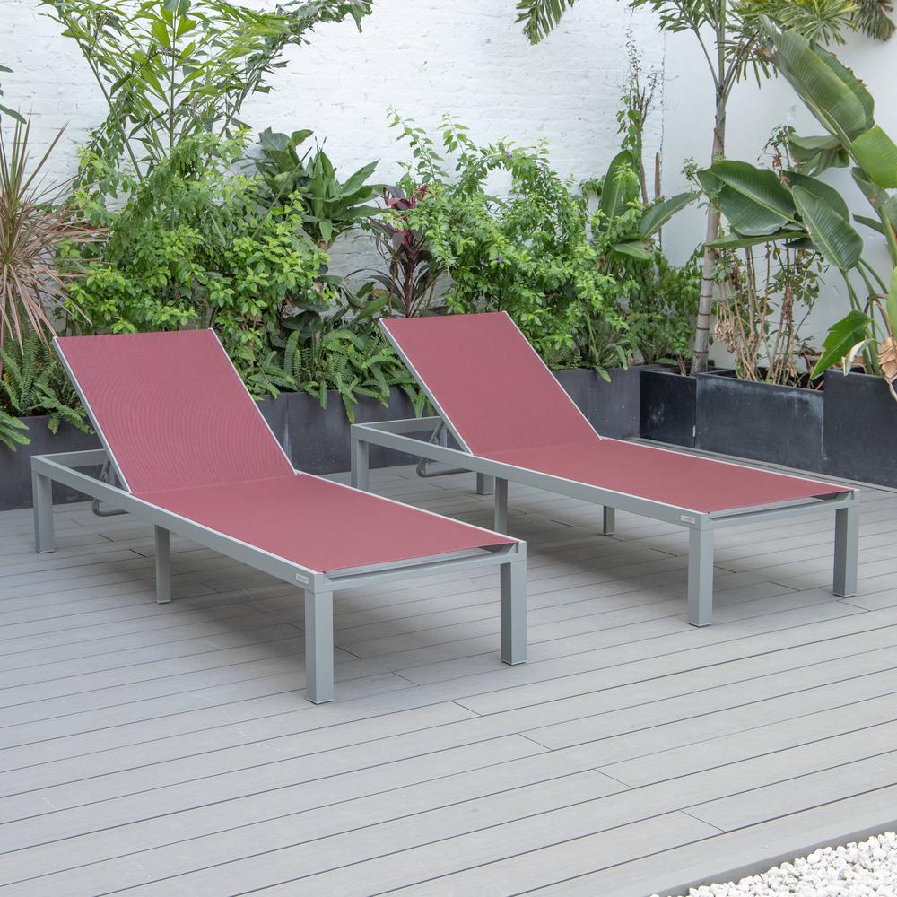 Marlin Patio Chaise Lounge Chair With Grey Aluminum Frame, Set of 2. Picture 14