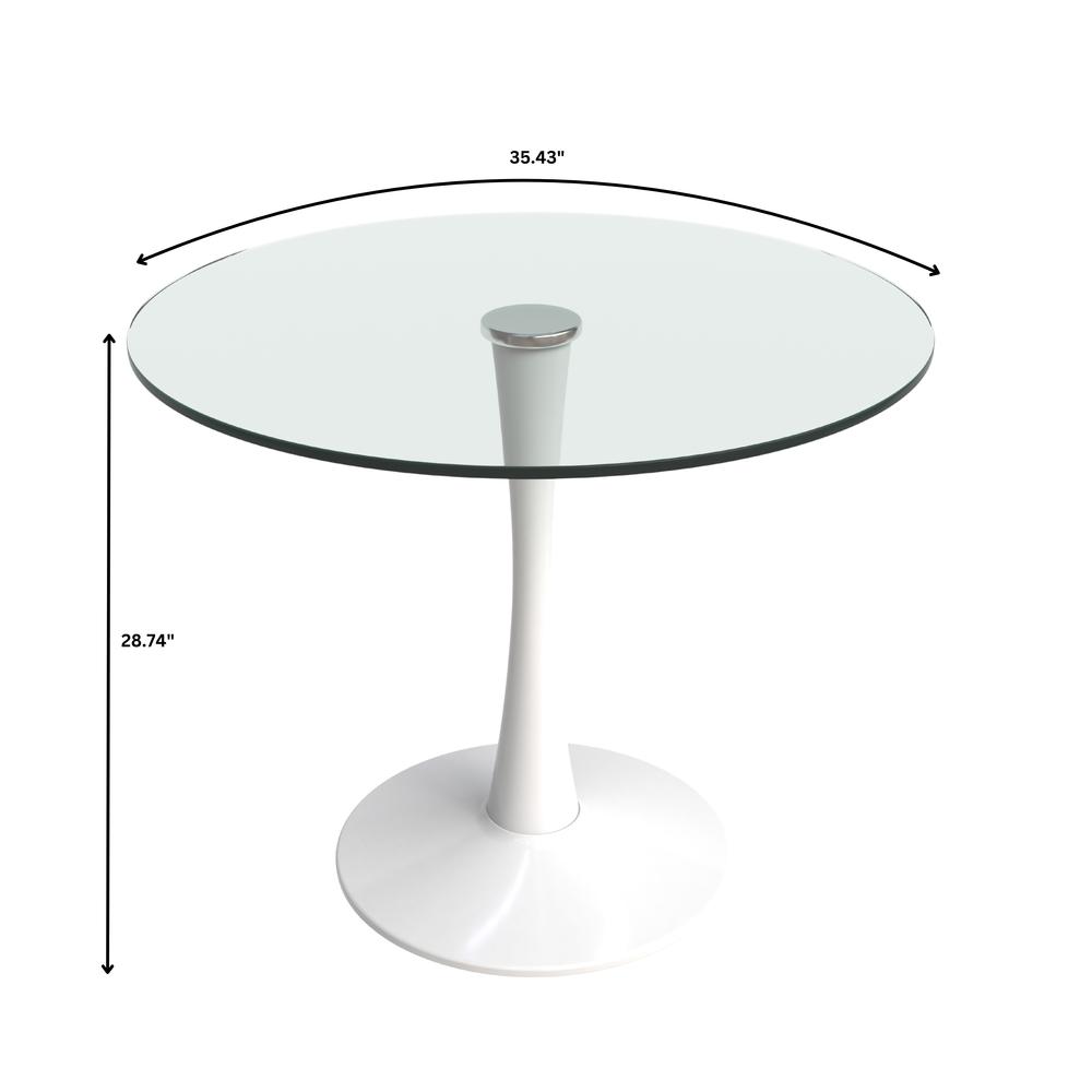 Bristol - Bistro Table White Base with Glass top. Picture 8