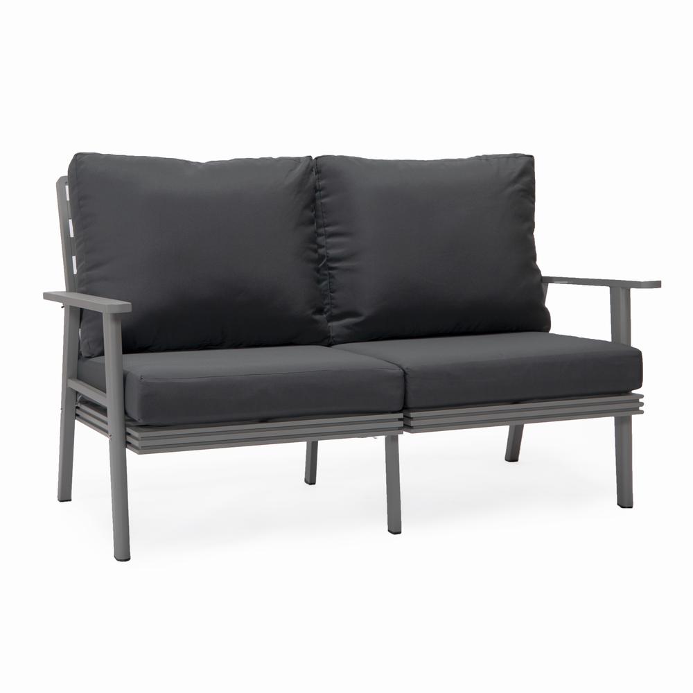 Outdoor Patio Loveseat with Gray Aluminum Frame. Picture 1