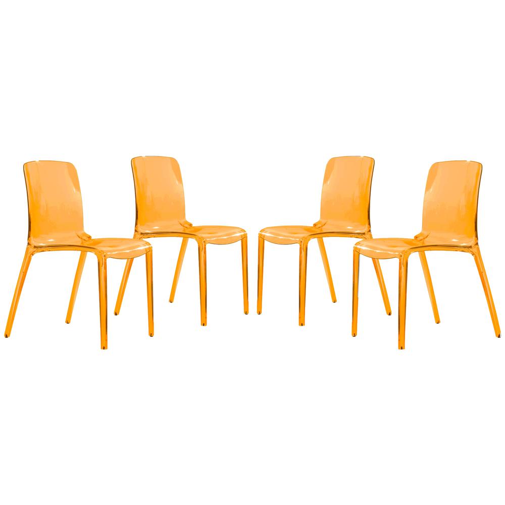 LeisureMod Murray Modern Dining Chair, Set of 4, Transparent Orange. Picture 9