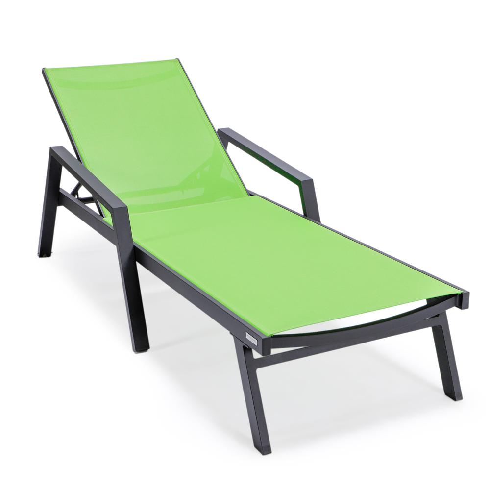 Marlin Patio Chaise Lounge Chair With Armrests in Black Aluminum Frame. Picture 1