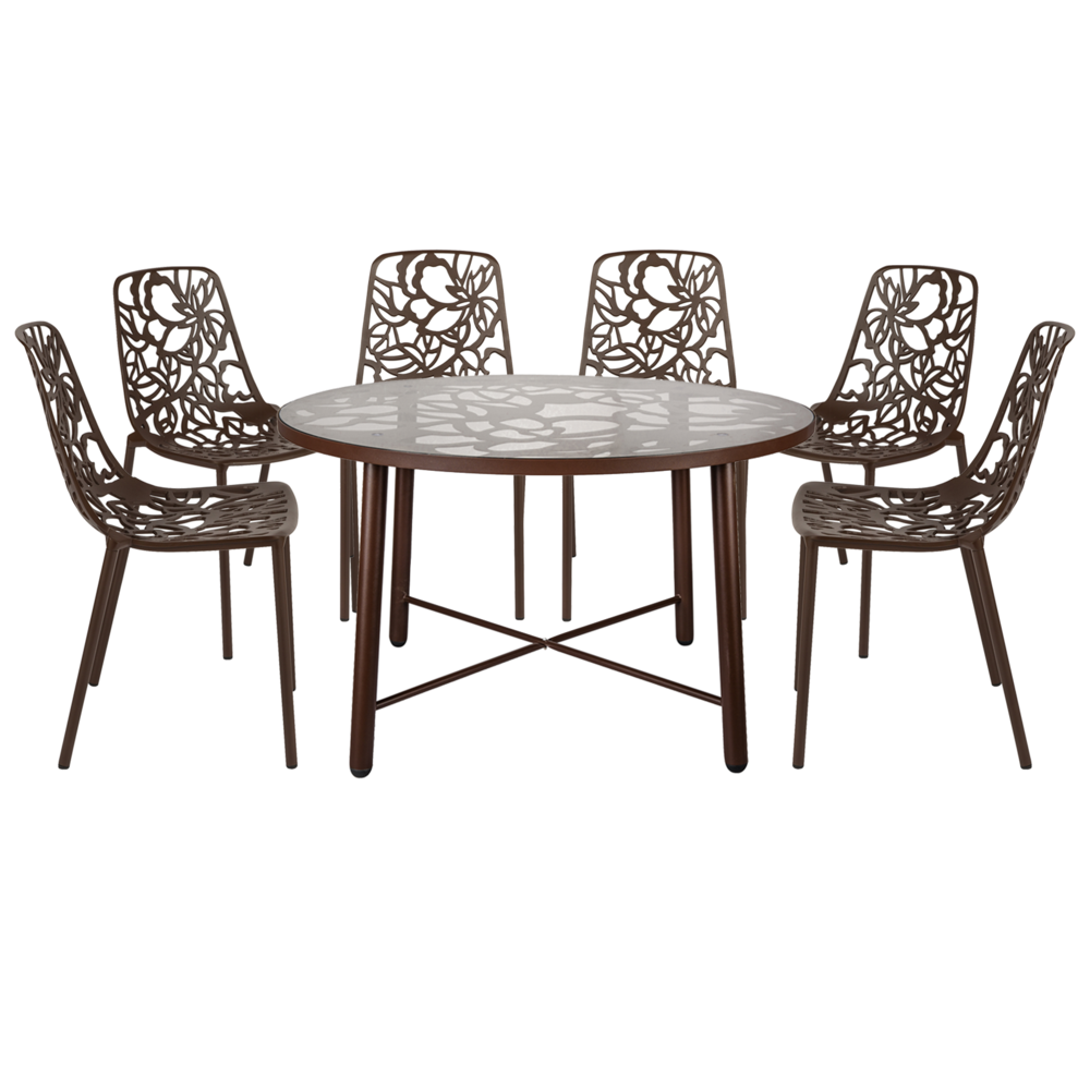 3-Piece Aluminum Outdoor Patio Dining Set with Table and 6 Stackable Chairs. Picture 6