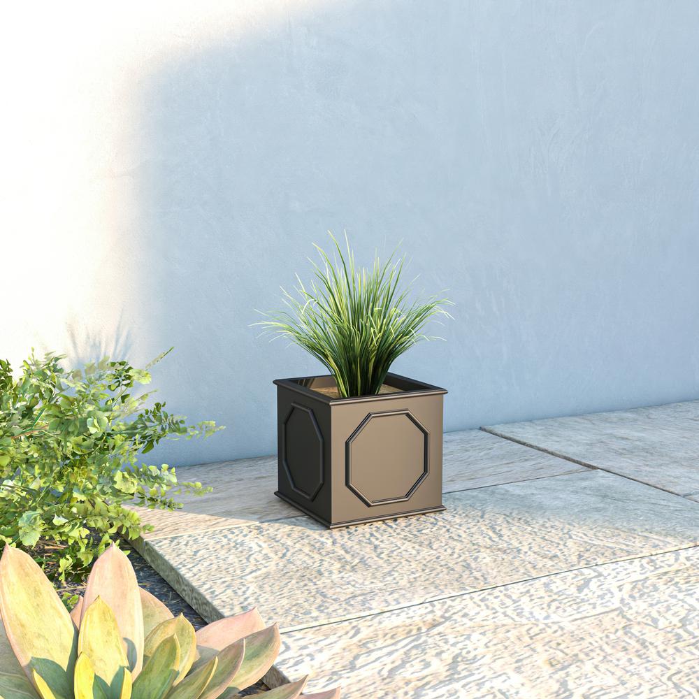 Sprout Series Cubic Fiber Stone Planter in Black 8 Cube. Picture 4