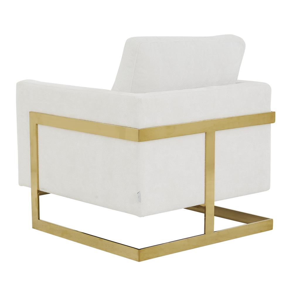 Accent Armchair with Gold Stainless Steel Frame and Removable Back Cushion. Picture 4