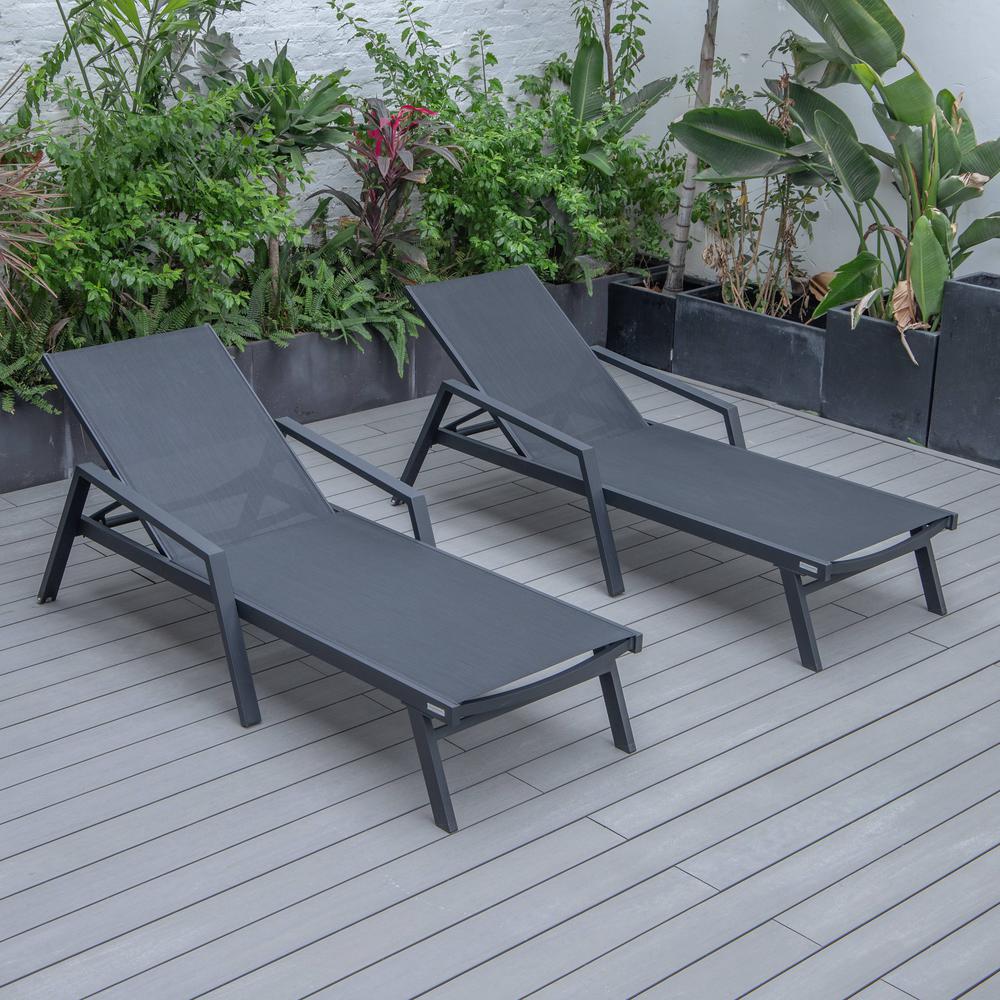 Lounge Chair With Armrests in Black Aluminum Frame, Set of 2. Picture 11