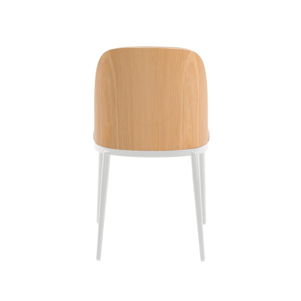 Dining Side Chair with Velvet Seat and White Powder-Coated Steel Frame. Picture 5