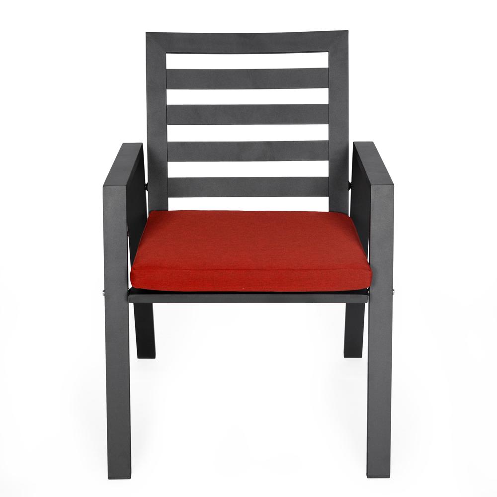 Chelsea Modern Patio Dining Armchair in Aluminum with Removable Cushions. Picture 5