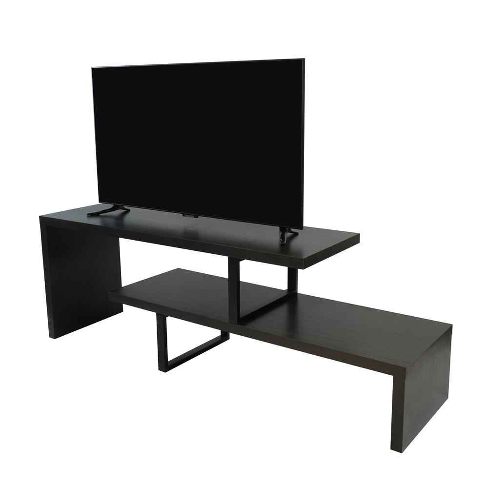Orford Mid-Century Modern TV Stand with MDF Shelves and Powder Coated Iron Legs. Picture 2