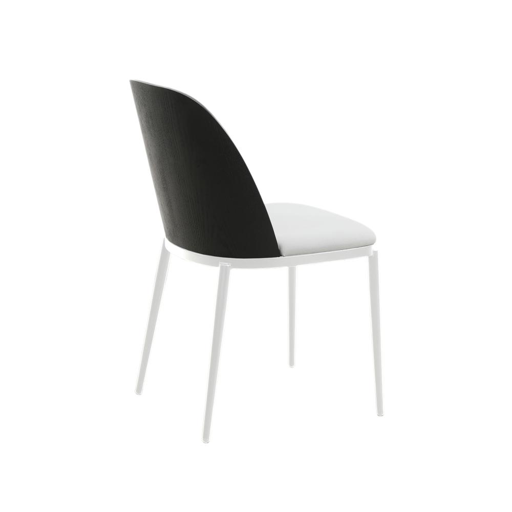 Dining Side Chair with Velvet Seat and White Powder-Coated Steel Frame. Picture 4