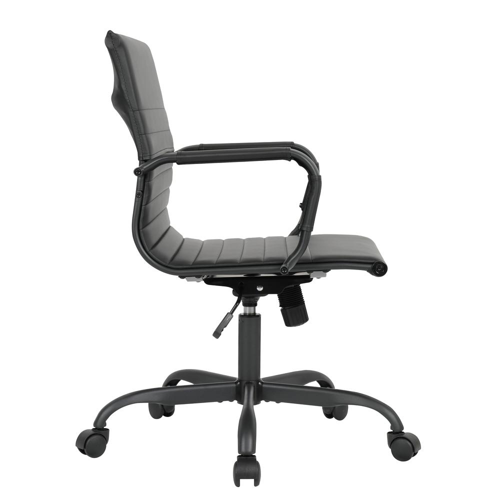 Leather Home Office Chair With Black Frame in Black. Picture 1