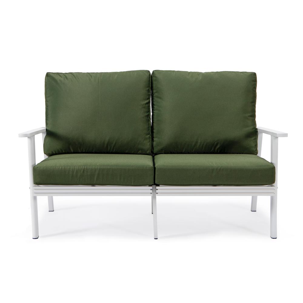 Outdoor Patio Loveseat with White Aluminum Frame. Picture 2