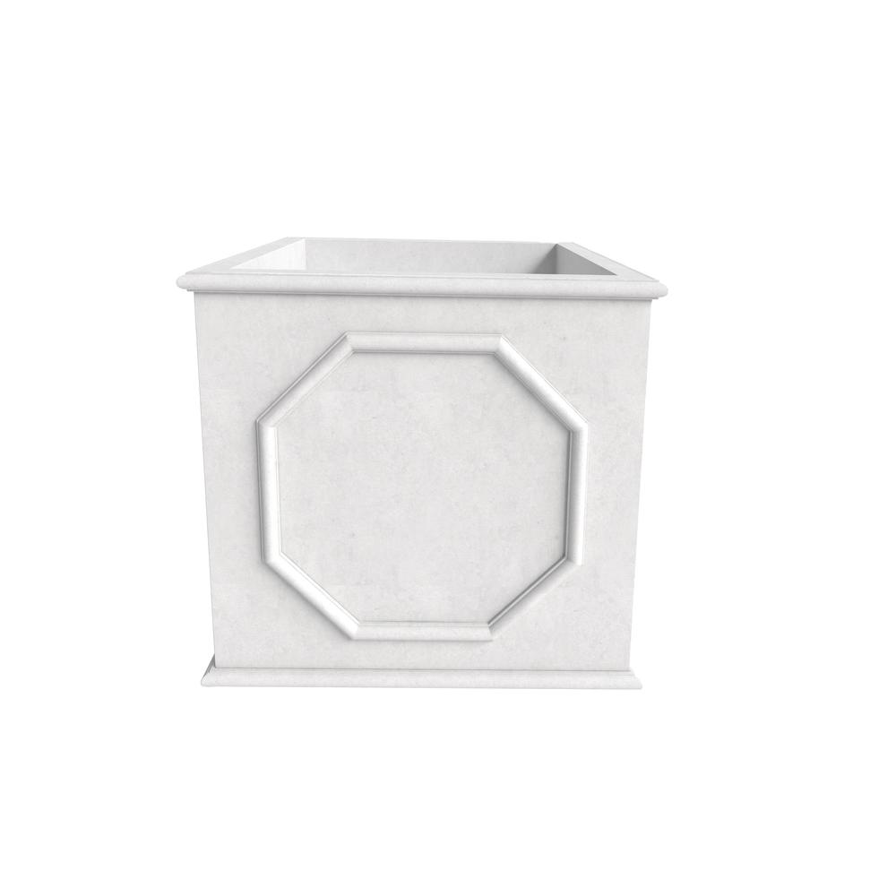 Sprout Series Cubic Fiber Stone Planter in White 15 Cube. Picture 2